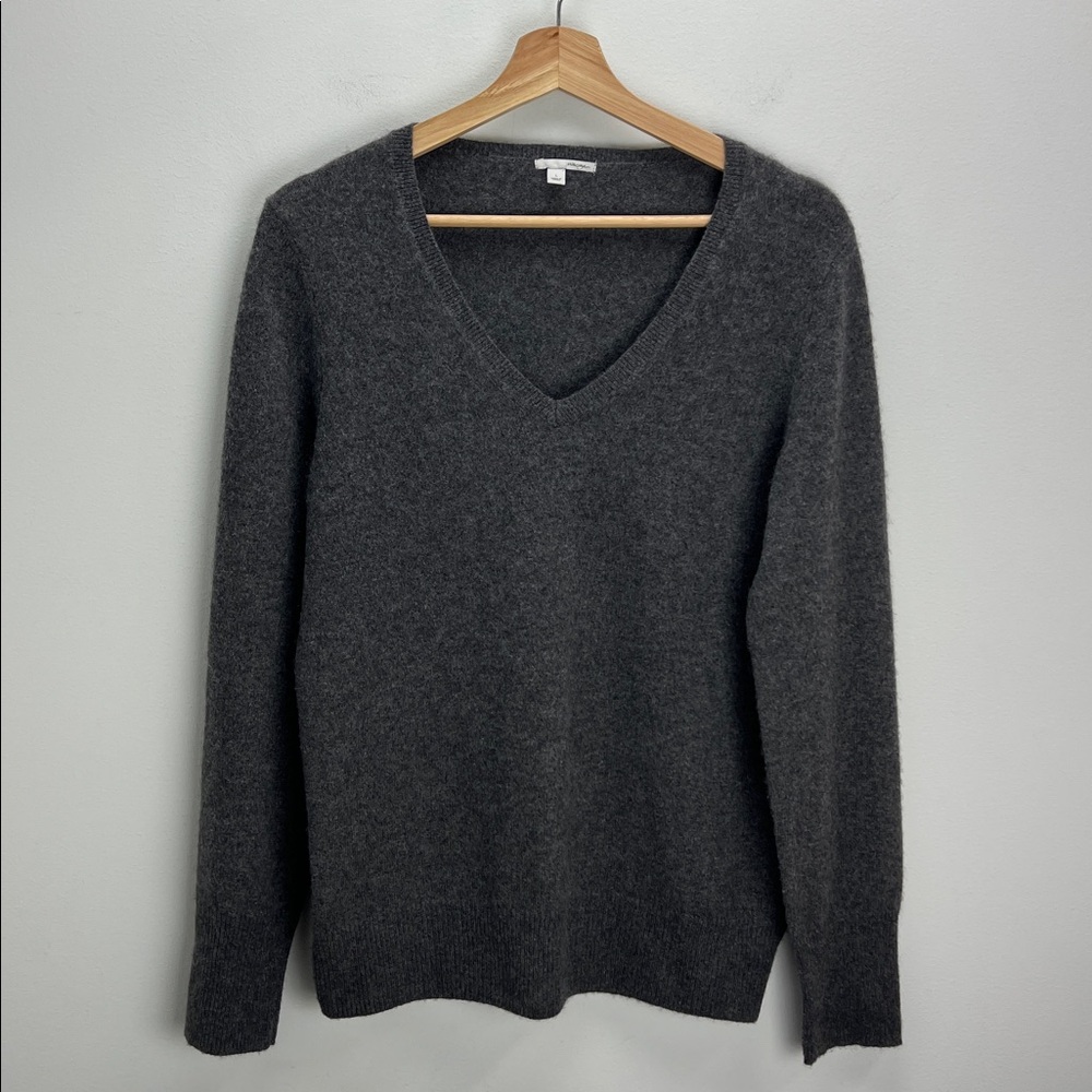 Halogen Cashmere V Neck Sweater Gray Old Money Quiet Luxury Soft Womens Large